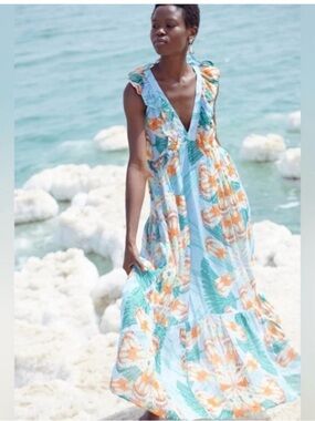 Oliphant Sleeveless Dress Size L Cotton Silk Blend